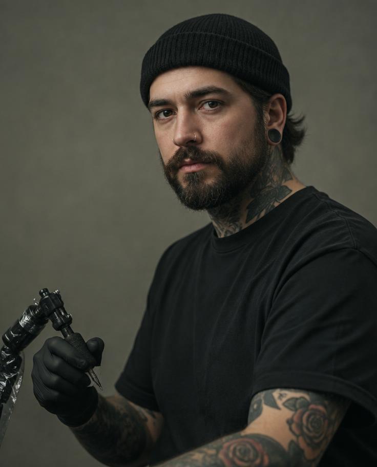 Retrato de tatuador em estúdio (imagem demonstrativa)